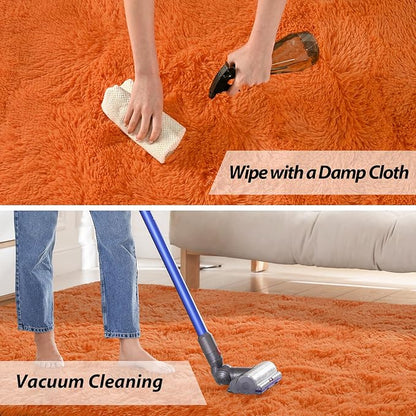 Andecor Soft Fluffy Bedroom Rugs, 3 x 5 Feet Indoor Shaggy Plush Area Rug for Boys Girls Kids Baby College Dorm Living Room Home Decor Floor Carpet, Orange