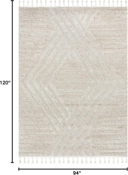 Nuloom Risette Beige, 7'10" x 10', Geometric, Soft and Textured, High Traffic, Stain Resistant, Easy Clean, Durable Area Rug for Bedroom, Living Room, Dining Space, Den, Foyer, Entryway