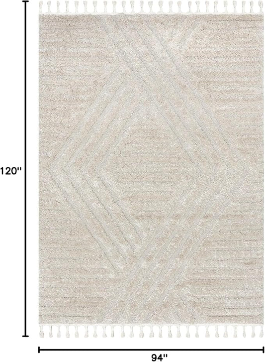 Nuloom Risette Beige, 7'10" x 10', Geometric, Soft and Textured, High Traffic, Stain Resistant, Easy Clean, Durable Area Rug for Bedroom, Living Room, Dining Space, Den, Foyer, Entryway
