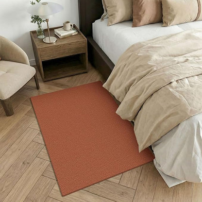 KOZYFLY Washable 3x4 Woven Entry Area Rug, Braided Throw Rugs for Entryway, Non Slip Door Mat Indoor Outdoor Entrance, Front Porch Foyer Carpet for Kitchen, mudroom, Bathroom, Burnt Orange/Tan