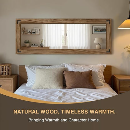 FICTOR Wooden Full Length Mirror, 65"x24" Solid Wood Frame Floor Mirror, for Farmhouse, Bedroom, Living Room, Entryway Decor, Leaning or Hanging