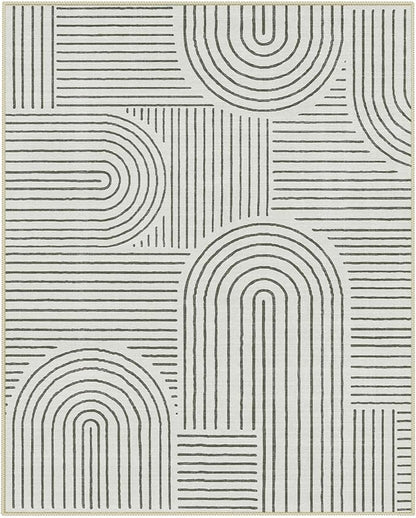Lahome Abstract 8x10 Area Rugs for Living Room Bedroom, SoftWashable Rugs 8x10, Ultra-Thin Non-Slip Modern Dining Room Rug Non-Shedding Accent Carpet for Office Darrell (8x10ft,Black)