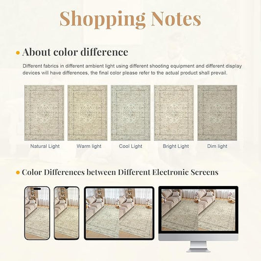 LIVEBOX Washable 2x6 Runner Rug for Bathroom, Non Slip Kitchen Mats for Floor Entryway, Boho Indoor Front Door Mat Low-Pile Runners for Hallways, Farmhouse Rugs for Bath Laundry, Tan
