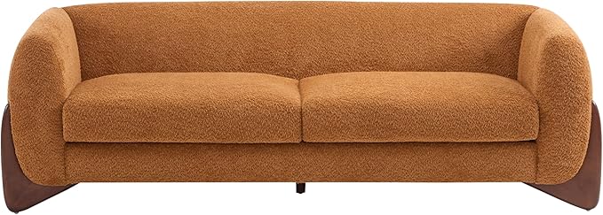 Christopher Knight Home Almab 82 Inches Sofa Couch, Cozy Boucle Upholstered 3-Seater Sofa, Wood Frame Couch, Comfy Couches for Living Room and Office, Modern Sofa, Caramel Brown