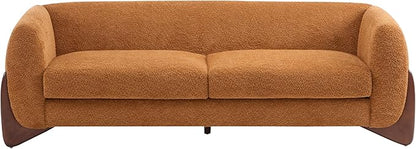 Christopher Knight Home Almab 82 Inches Sofa Couch, Cozy Boucle Upholstered 3-Seater Sofa, Wood Frame Couch, Comfy Couches for Living Room and Office, Modern Sofa, Caramel Brown