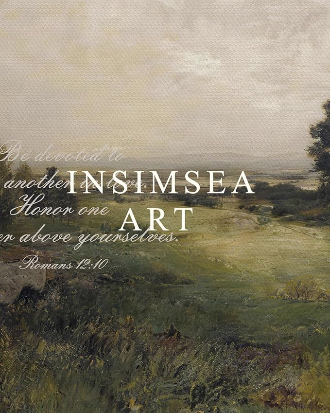 InSimSea 36x54 Large Canvas Scroll Christian Wall Art, Bible Verse Green Tree Landscape Religious Decor, Inspirational Oil Painting for Living Room, Prayer Room, Church