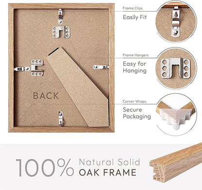 5x7 Wood Picture Frame, Solid Oak 5x7 Photo Frames with Mat to 4x6(Openning Size is 3.6x5.6), 7x5 Natural Oak Frame for Wall and Tabletop Display, Set of 3