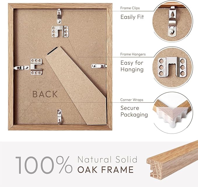 5x7 Picture Frame, Solid Oak Wood 5x7 Photo Frame with Mat to 4x6, 7x5 Picture Frames for Wall and Tabletop Display, Natural Oak 5 x 7 Frame, Set of 1