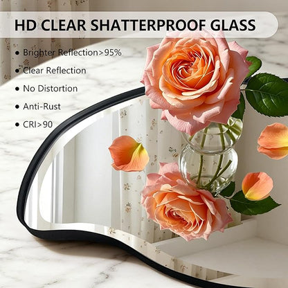 POZINO Irregular Beveled Mirror, 53"x24" Premium Bathroom Vanity Mirror with Metal Frame, Large Asymmetrical Organic Wall Mirrors for Living Room Bedroom Hallway Entryway, Horizontal/Vertical Hanging