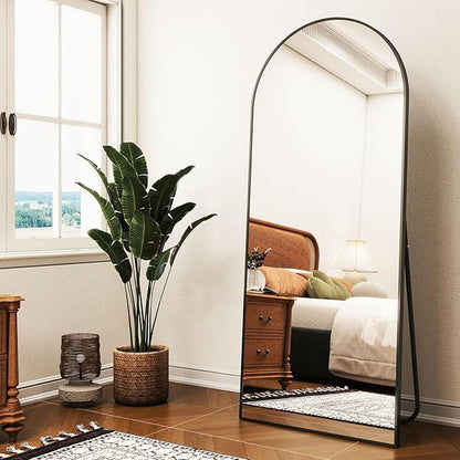 Easly Arched Full Length Mirror - 68" x 24" Large Floor Mirror Aluminum Frame Dressing Mirror with Stand for Bedroom/Living Room Wall Mounted