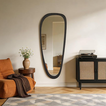 WallBeyond Asymmetrical Irregular Wall Mirror, Decorative for Bedroom Living Room Entryway Hall, Wood Frame for Mid Century Modern Decor 48" H x 22" W, Dark Brown