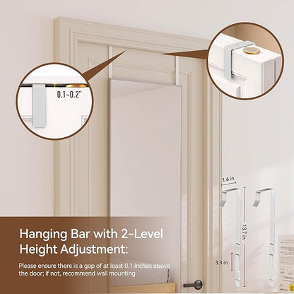 NARCISSUS 47x14 Mirror Door Hanging Full Length,Over Door or Wall Mounted Aluminum Alloy Frame Tempered Glass Rectangle Full Body Mirrors for Bedroom Dressing Living Room Bathroom 47 inch Silver