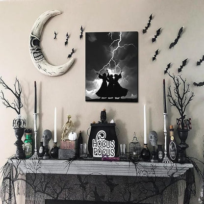 Framed Dark Gothic Canvas Wall Art Set of 3, Creepy Witchy Halloween Wall Decor Paintings, Crow and Skull Goth Aesthetic Posters Prints for Living Room Bedroom Bathroom Home Decor 12x16In