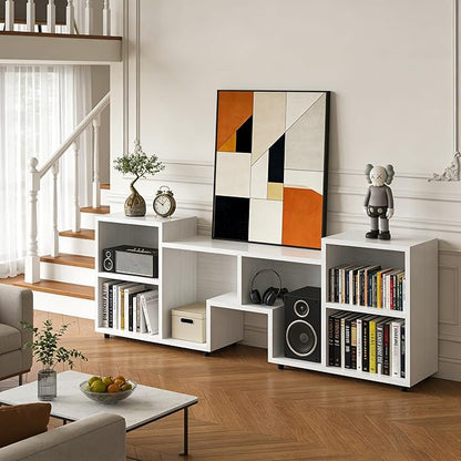 Lightdot 65 inch TV Stand, ModernEntertainment Center with Storage Open Shelf Large Capacity for Collection, Mid Century Media TV Consoles for Living Room/Bedroom/Sofa Cabinet, Easy Assembly - White