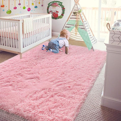 Andecor Soft Fluffy Bedroom Rugs, 5 x 8 Feet Indoor Shaggy Plush Area Rug for Boys Girls Kids Baby College Dorm Living Room Home Decor Floor Carpet, Pink