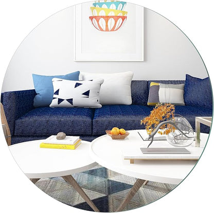 Round Glass Mirror, Suitable for bedrooms, Living Rooms, Dressing Tables, entryways, Above Sinks,Gyms, etc, 20-inch Glass Mirror Block (1 piece),high-Definition wall Mirror, Adhesive Mirror.
