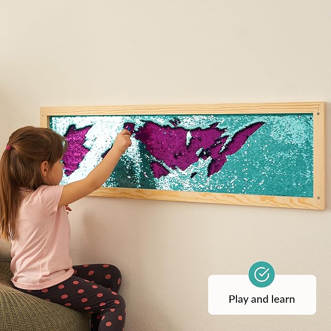 ODOXIA Sequin Sensory Wall Frame | Sensory Wall Sequin Flip Fabric for Kids | Daycare and School And Room Board
