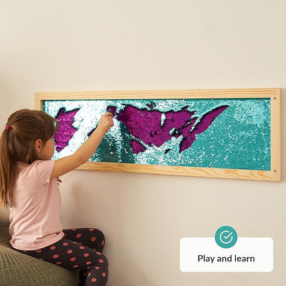 ODOXIA Sequin Sensory Wall Frame | Sensory Wall Sequin Flip Fabric for Kids | Daycare and School And Room Board