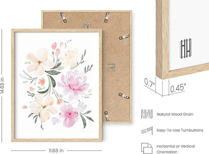 HAUS AND HUES Flower Wall Decor - Set of 4 Floral Wall Art, Framed Bouquet Pictures for Living Room, Bedroom, and Kitchen, Flower Pictures Wall Decor (Framed Beige, 11x14)