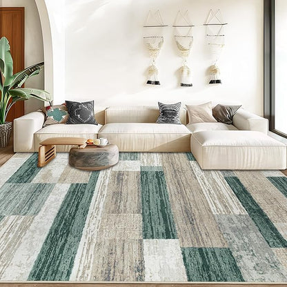 Area Rug Living Room Rugs 5x7 - Large Soft Boho Geometric Rugs, Non-Slip Foldable Washable Area Rug Non Shedding Morden Indoor Floor Carpet for Living Bedroom Office Dining Room (Green,5'x7')