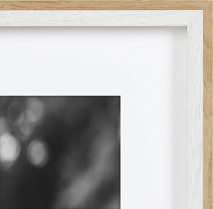 Kate and Laurel Gibson Modern Frame Set; Set of 10; White and Natural Wood; Decorative Photo Gallery Wall Frame Set with Multiple Sizes