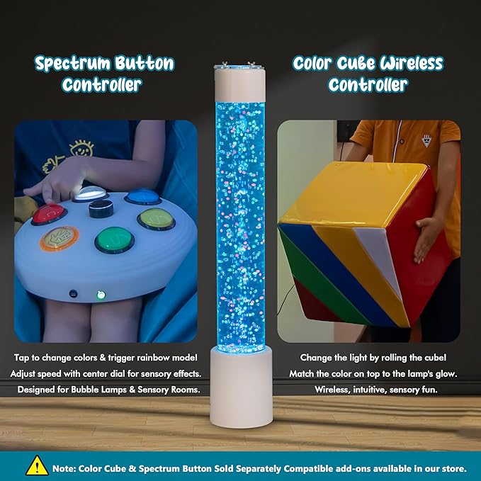 Bubble Tube Floor Lamp – Works with Various Controllers, Color-Changing Aquarium Mood Light for Visual Stimulation & Relaxation in Home, Sensory Rooms & Therapy Clinics (3.5FTJumble Bead Bubble Lamp)