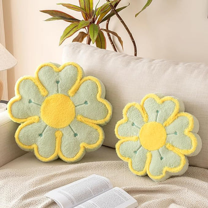 Flower Shaped Decorative Throw Pillow Cushion for Bed Couch, Cute Flower Plush Throw Pillows Home Decor Floor Pillow Seating Cushions (Light Green, 13.7 Inches)