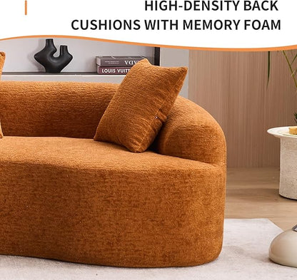 KEIKI Curved Chenille Modular Sectional Couches with Pillows, 4 Seater Oversized Upholstered Luxury Plush Cloud Sofa for Living Room Apartment, Full Compression Sponge,