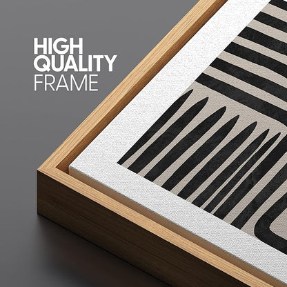 SIGNLEADER Framed Canvas Print Wall Art Set Geometric Black Paint Stroke Patterns Abstract Shapes Illustrations Modern Art Decorative Contemporary for Living Room, Bedroom, Office - 24"x36"x3 NATURAL