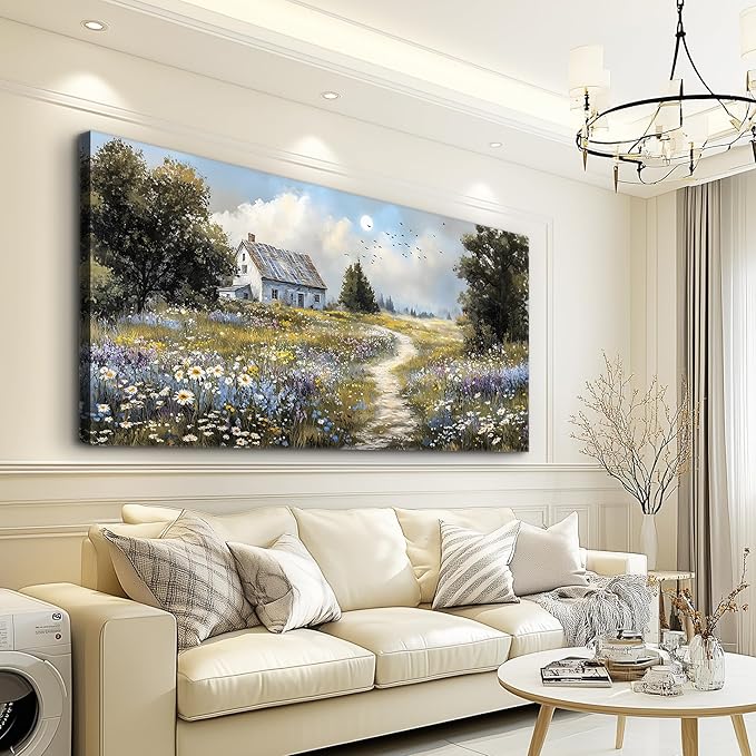 FUHAIHUA Canvas Wall Art For Living Room Wall Decor For Bedroom Office Wall Decoration Countryside Landscape Painting Farmhouse Pictures Artwork Room Aesthetic Home Decor 20x40 In
