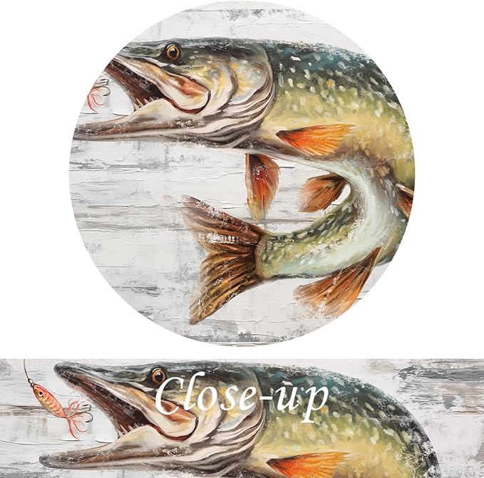 KREATIVE ARTS Marine Life Canvas Wall Art - 12x16 Inch Set of 3, Featuring Largemouth Bass, Rainbow Trout, Northern Pike - Modern Abstract Fish Paintings for Living Room, Bedroom, Bathroom Decor