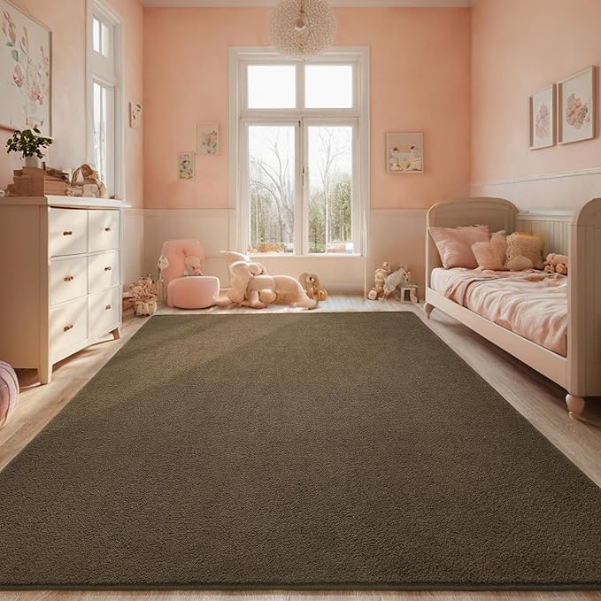 5x7 Feet Area Rug for Living Room Bedroom, Light Brown Low Pile Washable Rugs, Memory Foam Indoor Carpet, Modern Non Slip Carpets for Kids Girls Boys Baby Teen Dorm Nursery Home Decor