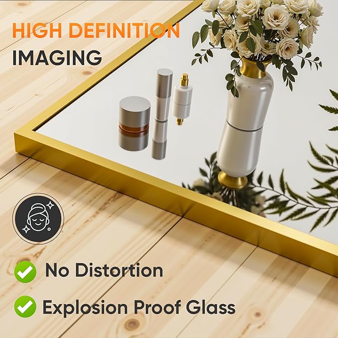 Suidia Full Length Mirror, 56"x14" Floor Standing Mirror Freestanding, Full Body Mirrors with Stand for Bedroom, Hanging Mounted for Living Room Cloakroom, Gold, Rectangular Style