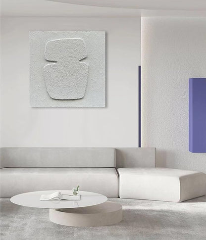 NANKAI Art Hand Painting Modern Minimalist Art Oil Painting White Thick Texture Abstract Painting 24x24 inch Canvas Wall Decorative Art