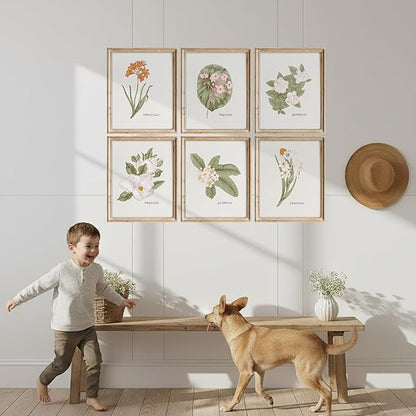 Vintage Botanical Wall Art Prints (Set of 6) - Unframed - 8x10s | Flower Wall Decor | Kitchen Wall Decor | Vintage Wall Decor | Botanical Wall Art | Aesthetic Wall Décor | Living Room Decor