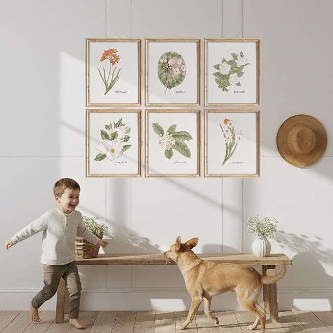 Vintage Botanical Wall Art Prints (Set of 6) - Unframed - 11x14 | Flower Wall Decor | Kitchen Wall Decor | Vintage Wall Decor | Botanical Wall Art | Aesthetic Wall Décor | Living Room Decor