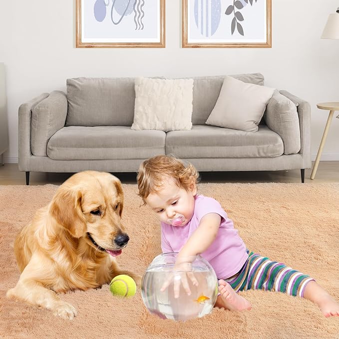 Puremy Luxury Area Rug, 6x9 Rugs for Living Room, Ultra Soft Rugs for Bedroom, Non-Slip Indoor Carpet for Nursery, Kids Room, Playroom, Home Decor, Camel