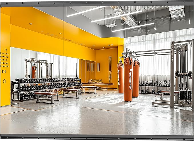 Hasipu Home Gym Mirror, 3 PCS 48x24 Inch Frameless Tempered Glass Workout Mirrors Full Body Mirror for Wall Mount Ideal for Yoga Workout Bedroom Dance Studio Garage