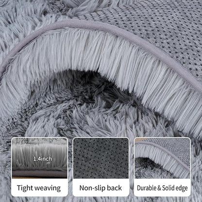 8x10 Area Rugs for Living Room Bedroom, Ultra Soft Fluffy Grey Large Rug Carpet for Bedroom, Upgrade Non-Slip Fuzzy Shag Plush Rugs for Nursery Boys Girls Kids Room Modern Indoor Home Decor
