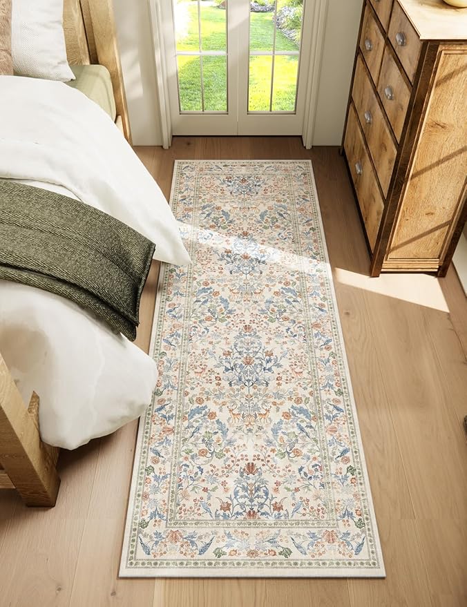Washable Runners for Hallways Kitchen Rug: 2'6"x8' Runner Rugs Stain Resistant Non Slip Low Pile Soft Carpet Runners Rug for Bedroom Entryway Indoor Beside Bathroom Laundry Room