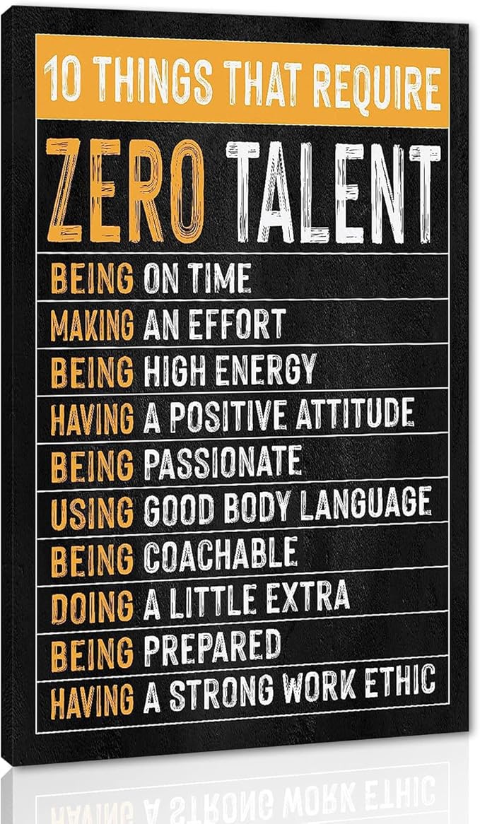 Themed Paintings Wall Art Motivational Office Art Positive Quotes Ten Things That Require Zero Talent Canvas Prints Decor for Office Workplace Classroom Work Gifts Framed Easy to Hang-28 x 44 inches