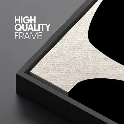 SIGNLEADER Framed Canvas Print Wall Art Negative Space Color Blocks Abstract Shapes Illustrations Modern Art Minimalist Edgy Black and White for Living Room, Bedroom, Office - 16"x24"x3 BLACK