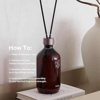hetras Premium Reed Diffuser Set 16.9 fl.oz. 2 Pack | Black Cherry - Blackcherry Juice & Amber Scent | Long-Lasting Luxury Fragrance with 10 Reed Sticks for Home & Office | Gifts for Loved One