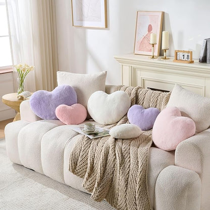 2PCS Throw Pillows Heart Pillow Home Decor Decorative Couch Pillows Bed Pillows Outdoor Pillows Valentine Gifts,White 9"*13"