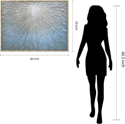 Empire Art Direct Ethereal Light Textured Metallic Hand Painted Blue Framed Canvas Wall Art, Ready to Hang, Living Room, Bedroom & Office, 30"x40"x1.5"