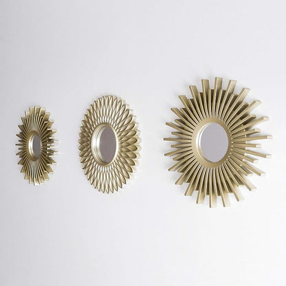 BONNYCO Gold Mirrors for Wall Pack of 3, Round Wall Mirrors Bedroom Room and Home Decor. Espejos Decorativos de Pared Sala Dormitorio, Modern Minimalist Decor Vintage, Chic. Gifts for Women Mums