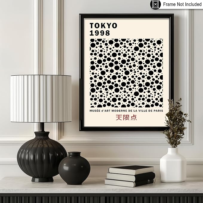 Poster Master Vintage Poster - Black Infinity Dots Print - Abstract Japanese Art - Gift for Men & Women - Pop Art Decor for Office, Bedroom or Living Room - 11x14 UNFRAMED