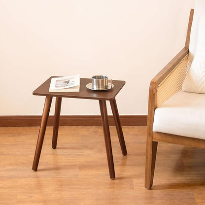 Small Side Table, Mid Century Modern End Tables Living Room, Wood Accent Bed Side Table with Solid Wood for Bedroom, Office, Small Spaces, Walnut Brown