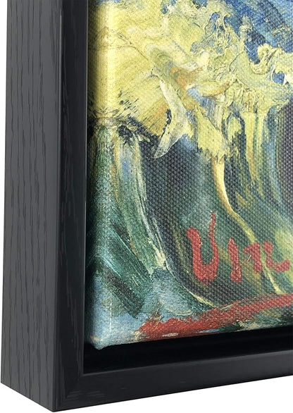 Wieco Art Framed Wall Art Canvas Prints Seascape at Saintes Maries by Vincent Van Gogh Modern Giclee Canvas Prints Sea Pictures on Canvas Wall Art for Living Room Home Decorations Black Frame