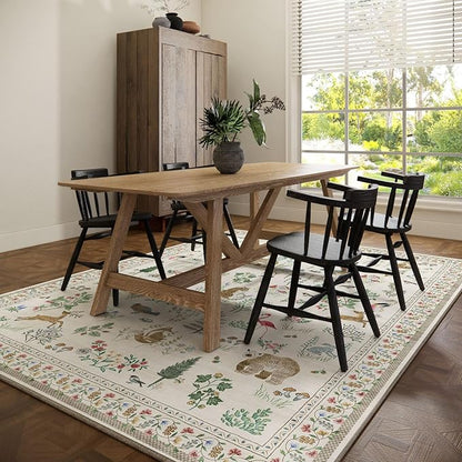 6x9 Area Rugs for Living Room: Washable Bedroom Rug Stain Resistant Non Slip Low Pile Soft Lightweight Soft Carpet Rugs for Kitchen Dining Room Farmhouse Nursery Kids Room Home Office Indoor
